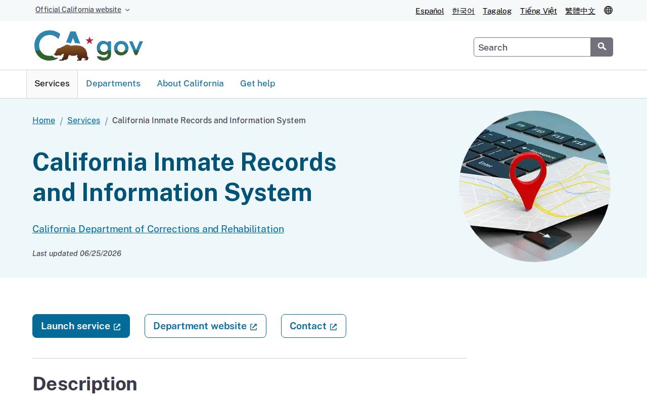California state incarcerated records search after Inyo County proceedings